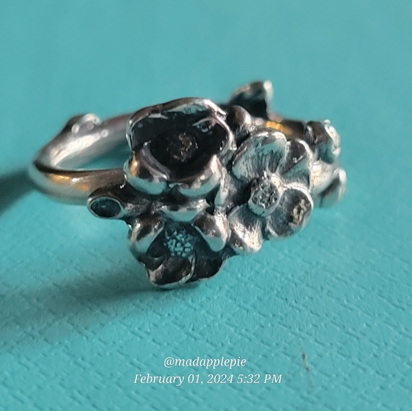 Sterling Silver Spoon Ring Forget Me Not Flower Designer #100 - Picture 3 of 13